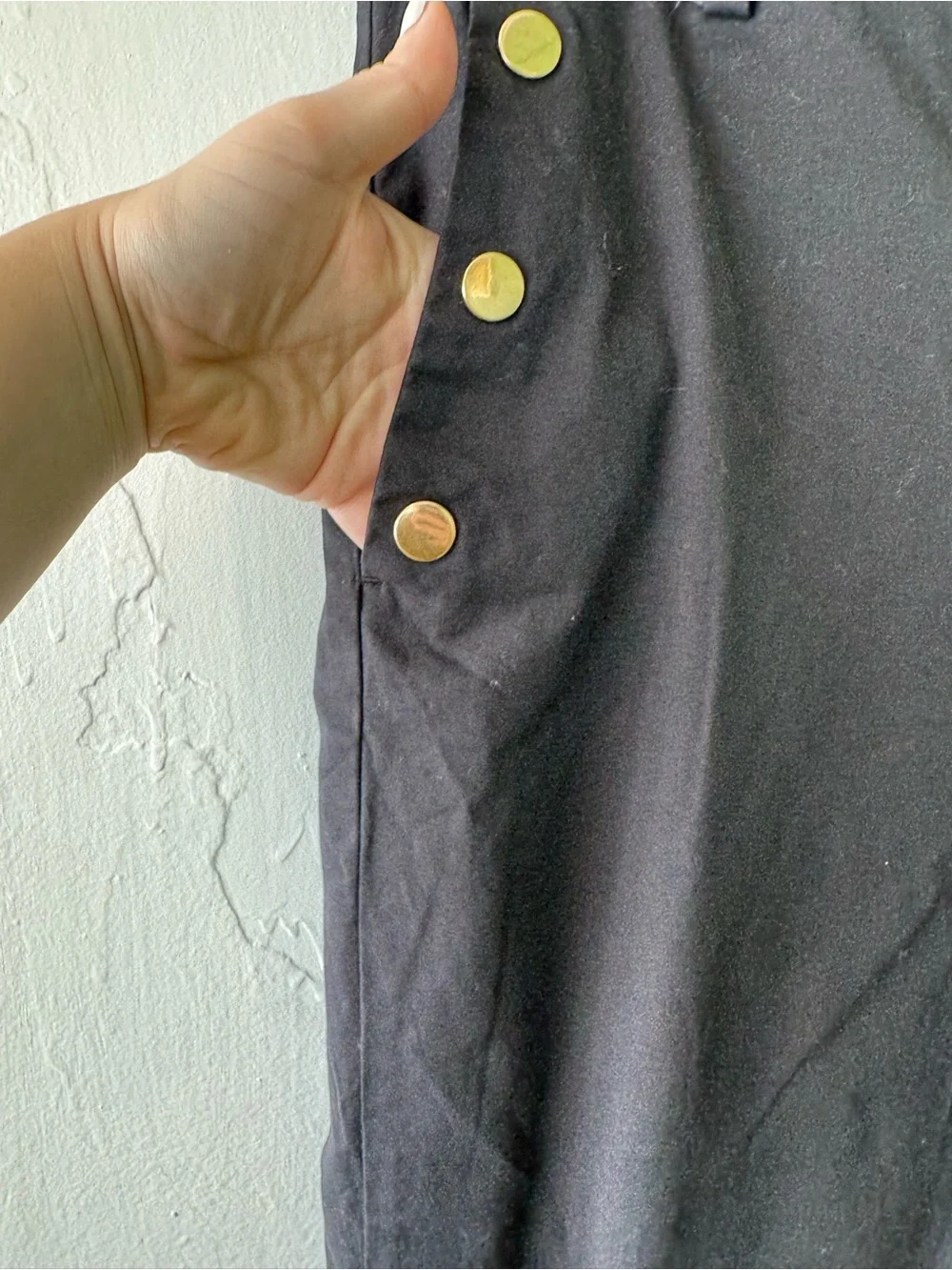 Ann Taylor Factory Navy Wide-Leg Pants with Gold Buttons